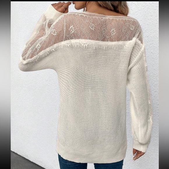 Comfy Elegant Sheer Mesh Lace Boat Neck Batwing Sleeve Sweater Top Burgundy - Picture 7 of 15